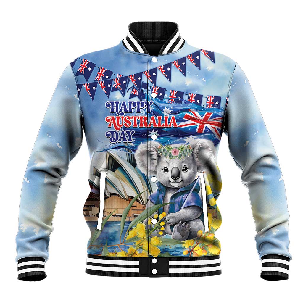 Koala Australia Day Baseball Jacket Proud Aussie Sydney Opera House - Vibe Hoodie Shop