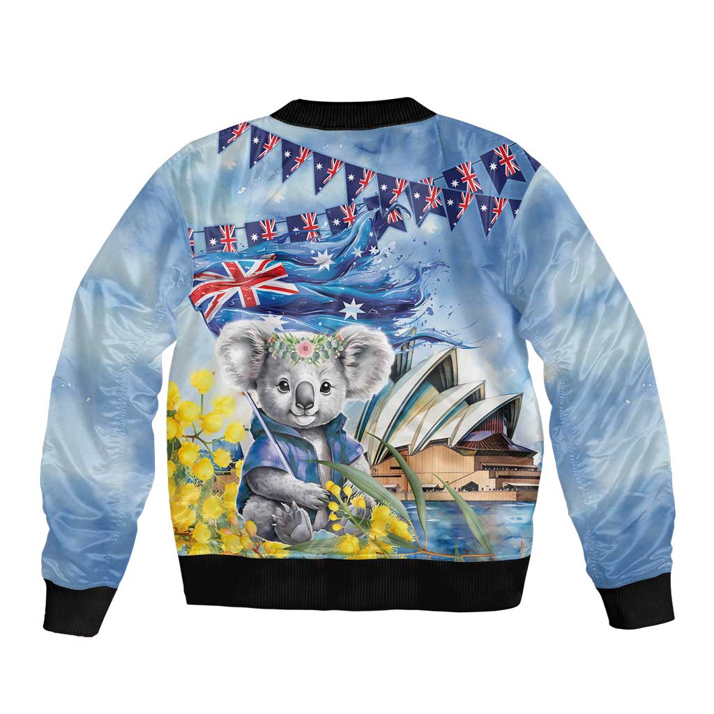 Koala Australia Day Bomber Jacket Proud Aussie Sydney Opera House - Vibe Hoodie Shop