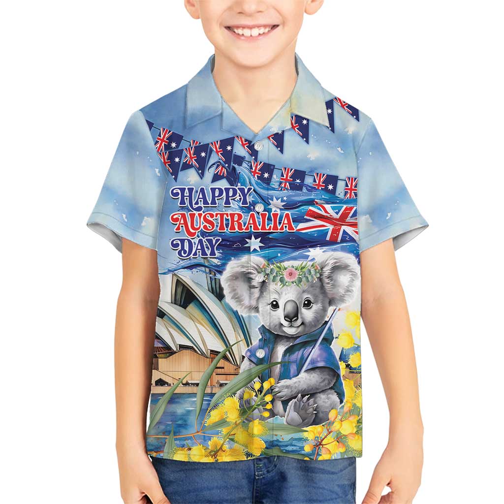 Koala Australia Day Family Matching Long Sleeve Bodycon Dress and Hawaiian Shirt Proud Aussie Sydney Opera House