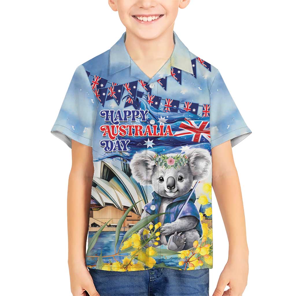 Koala Australia Day Family Matching Short Sleeve Bodycon Dress and Hawaiian Shirt Proud Aussie Sydney Opera House