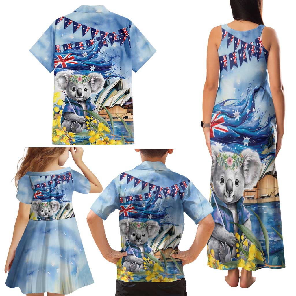 Koala Australia Day Family Matching Tank Maxi Dress and Hawaiian Shirt Proud Aussie Sydney Opera House