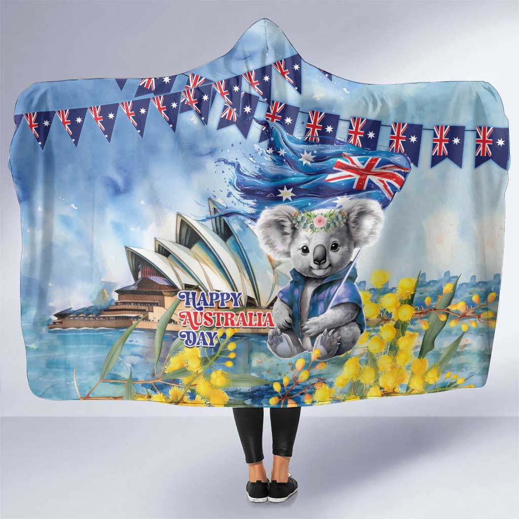 Koala Australia Day Hooded Blanket Proud Aussie Sydney Opera House