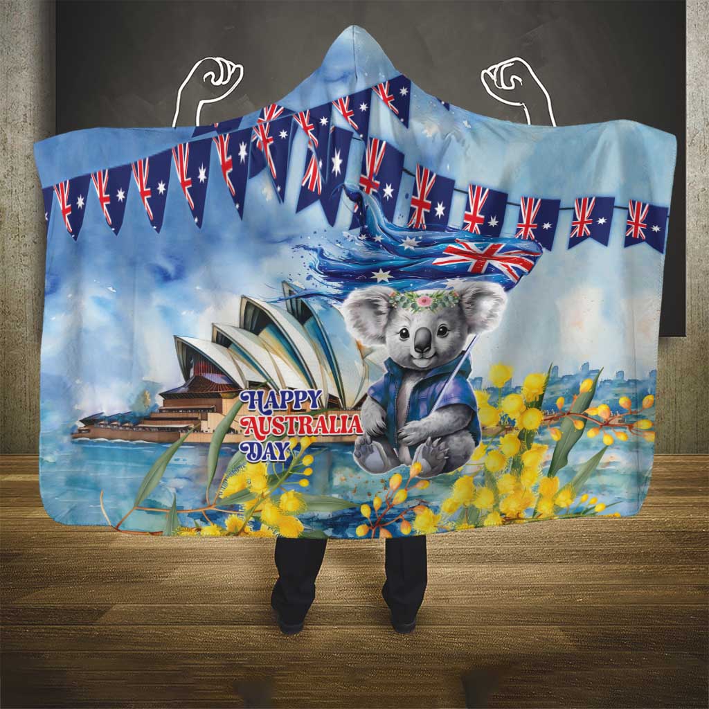 Koala Australia Day Hooded Blanket Proud Aussie Sydney Opera House