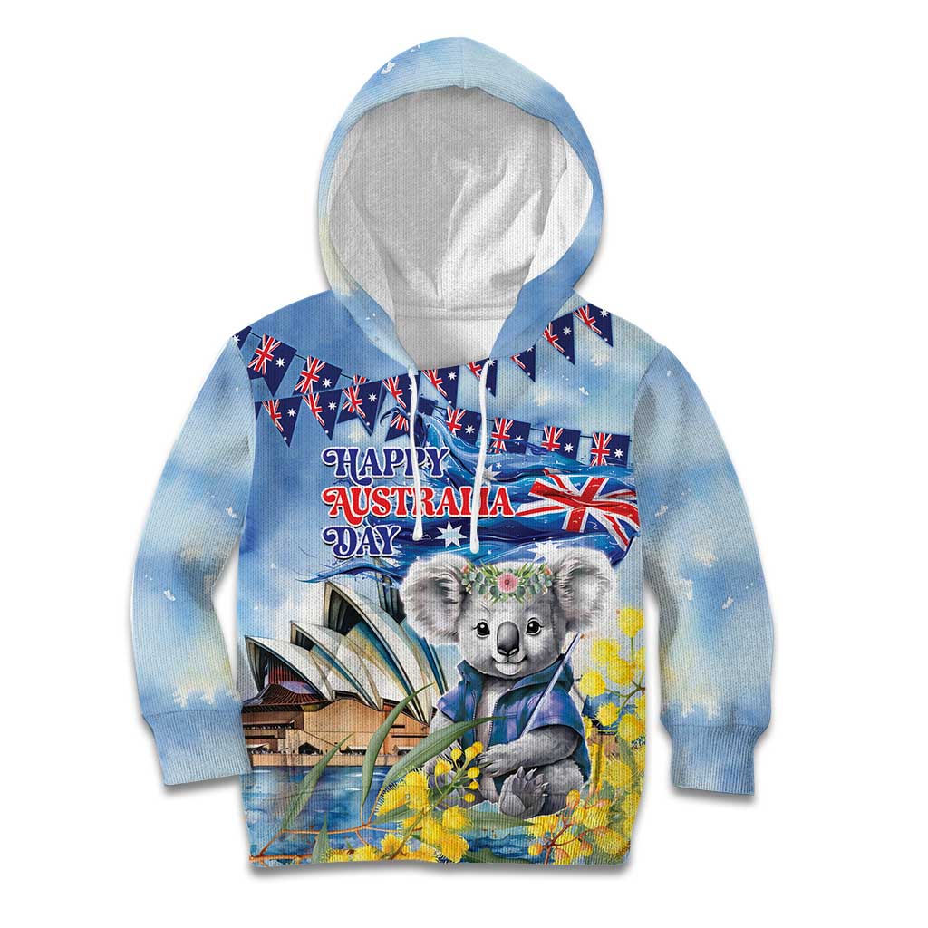 Koala Australia Day Kid Hoodie Proud Aussie Sydney Opera House - Vibe Hoodie Shop