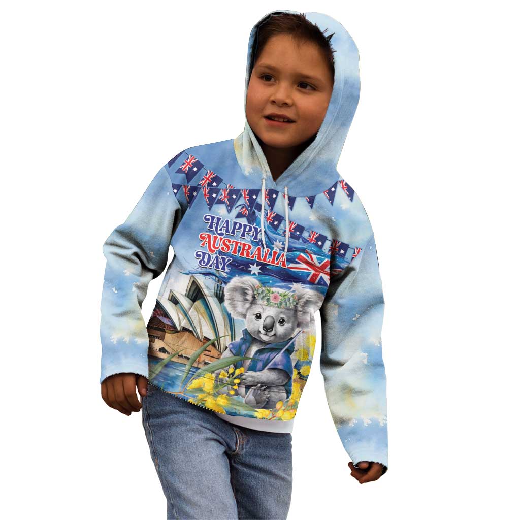 Koala Australia Day Kid Hoodie Proud Aussie Sydney Opera House - Vibe Hoodie Shop