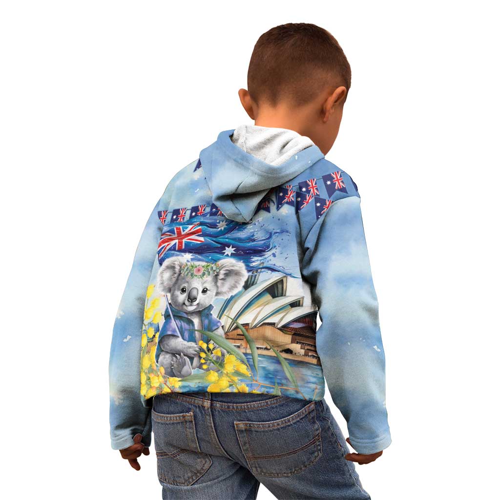 Koala Australia Day Kid Hoodie Proud Aussie Sydney Opera House - Vibe Hoodie Shop