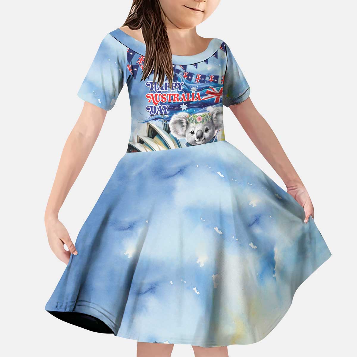 Koala Australia Day Kid Short Sleeve Dress Proud Aussie Sydney Opera House - Vibe Hoodie Shop