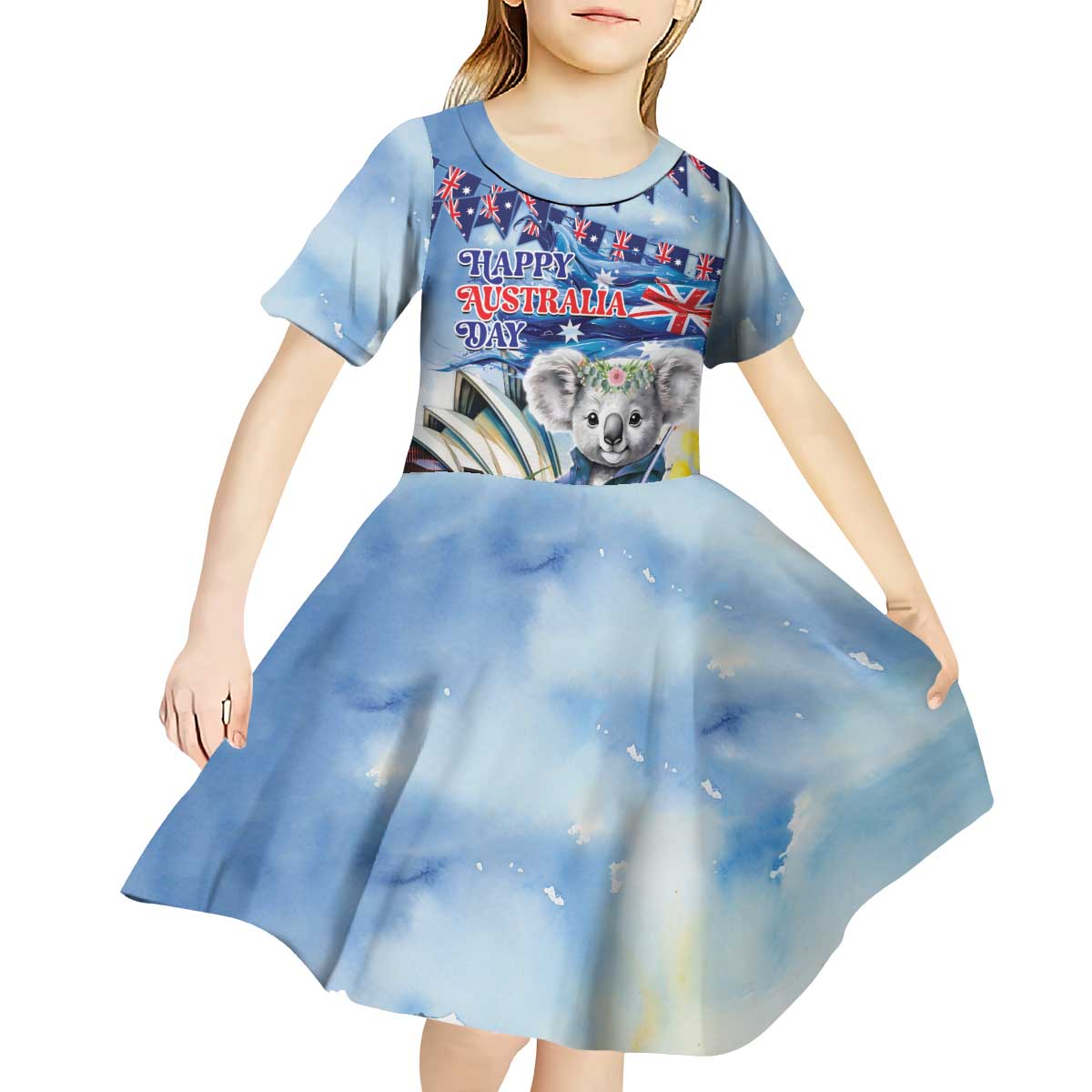 Koala Australia Day Kid Short Sleeve Dress Proud Aussie Sydney Opera House - Vibe Hoodie Shop