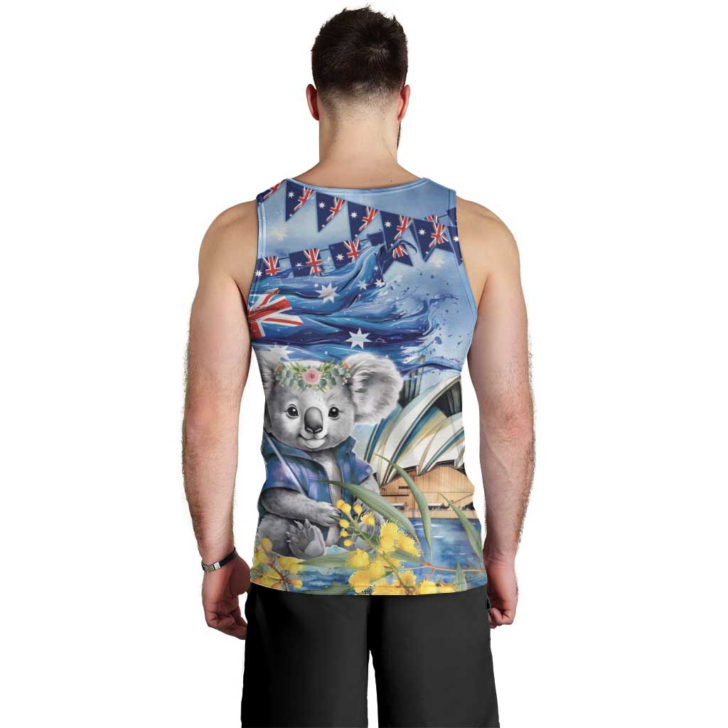 Koala Australia Day Men Tank Top Proud Aussie Sydney Opera House - Vibe Hoodie Shop