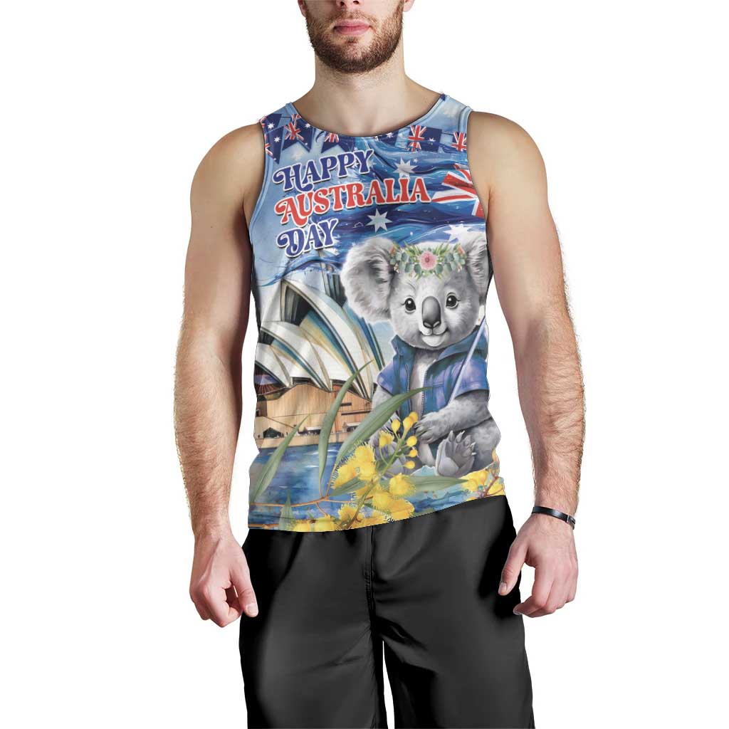 Koala Australia Day Men Tank Top Proud Aussie Sydney Opera House - Vibe Hoodie Shop