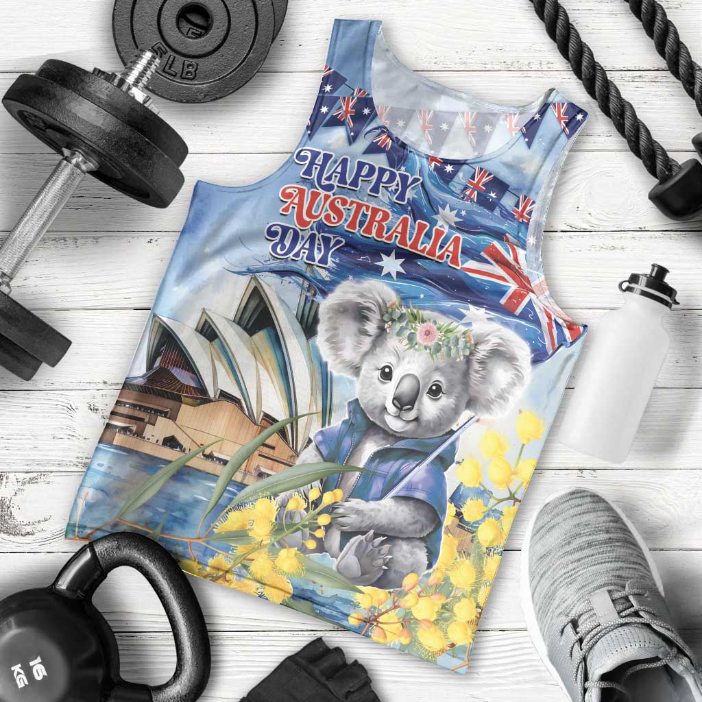 Koala Australia Day Men Tank Top Proud Aussie Sydney Opera House - Vibe Hoodie Shop