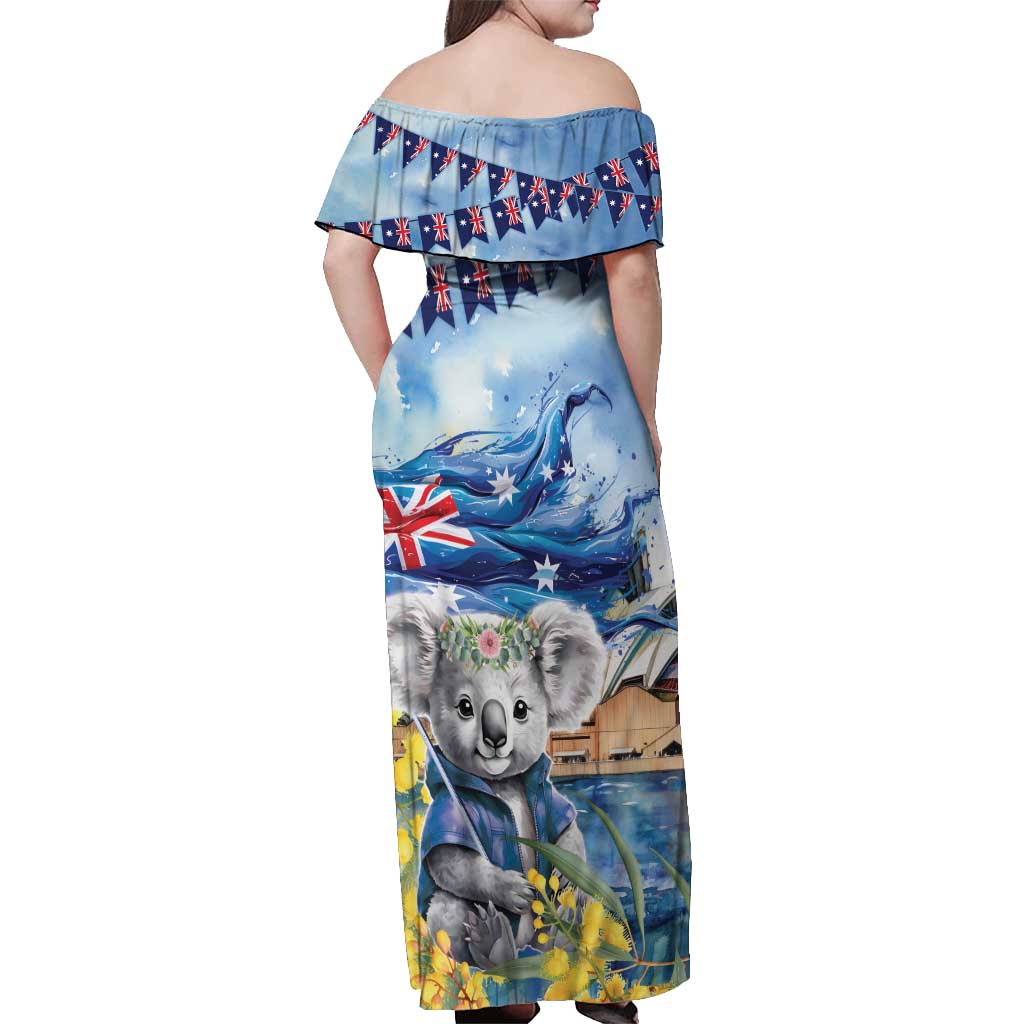 Koala Australia Day Off Shoulder Maxi Dress Proud Aussie Sydney Opera House