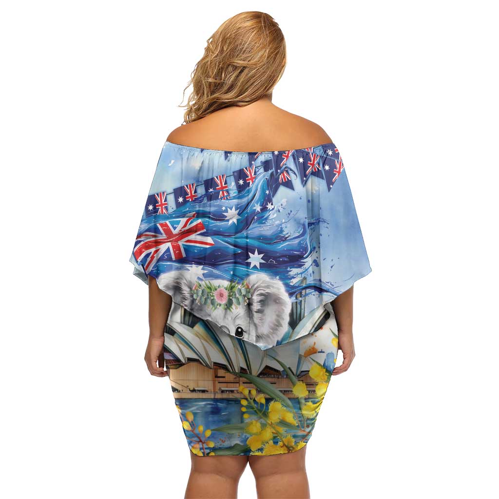 Koala Australia Day Off Shoulder Short Dress Proud Aussie Sydney Opera House