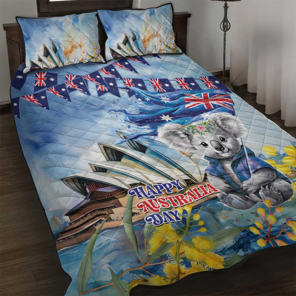 Koala Australia Day Quilt Bed Set Proud Aussie Sydney Opera House - Vibe Hoodie Shop