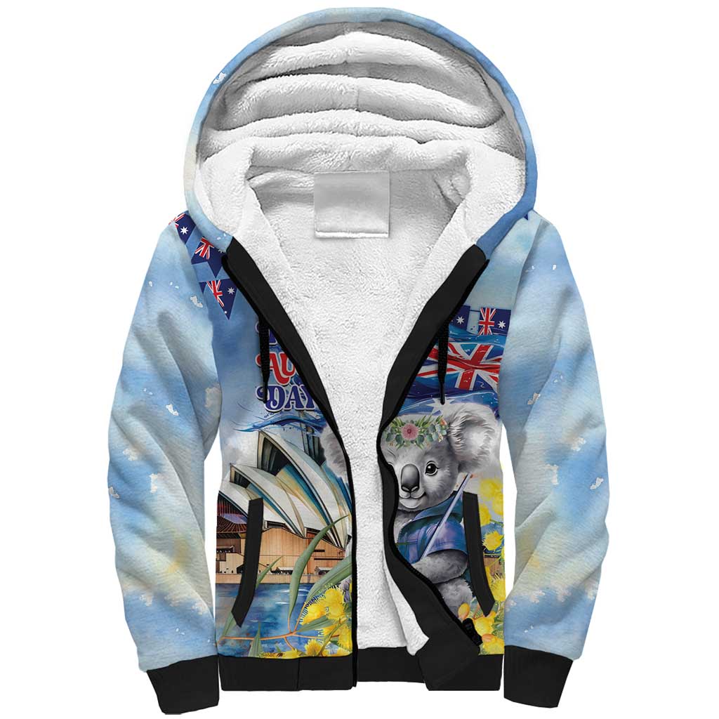 Koala Australia Day Sherpa Hoodie Proud Aussie Sydney Opera House - Vibe Hoodie Shop