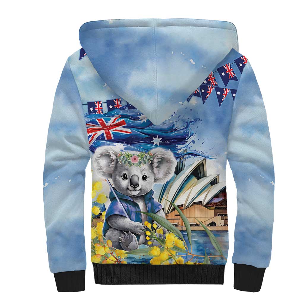 Koala Australia Day Sherpa Hoodie Proud Aussie Sydney Opera House - Vibe Hoodie Shop