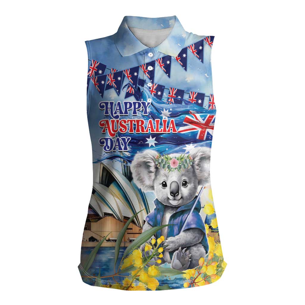 Koala Australia Day Women Sleeveless Polo Shirt Proud Aussie Sydney Opera House