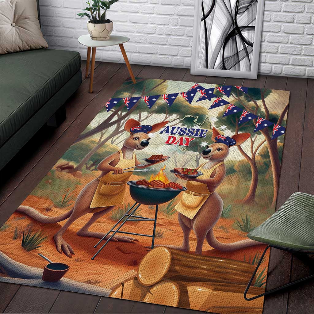 Kangaroos Australia Day Area Rug It's Barbecue Time - Vibe Hoodie Shop