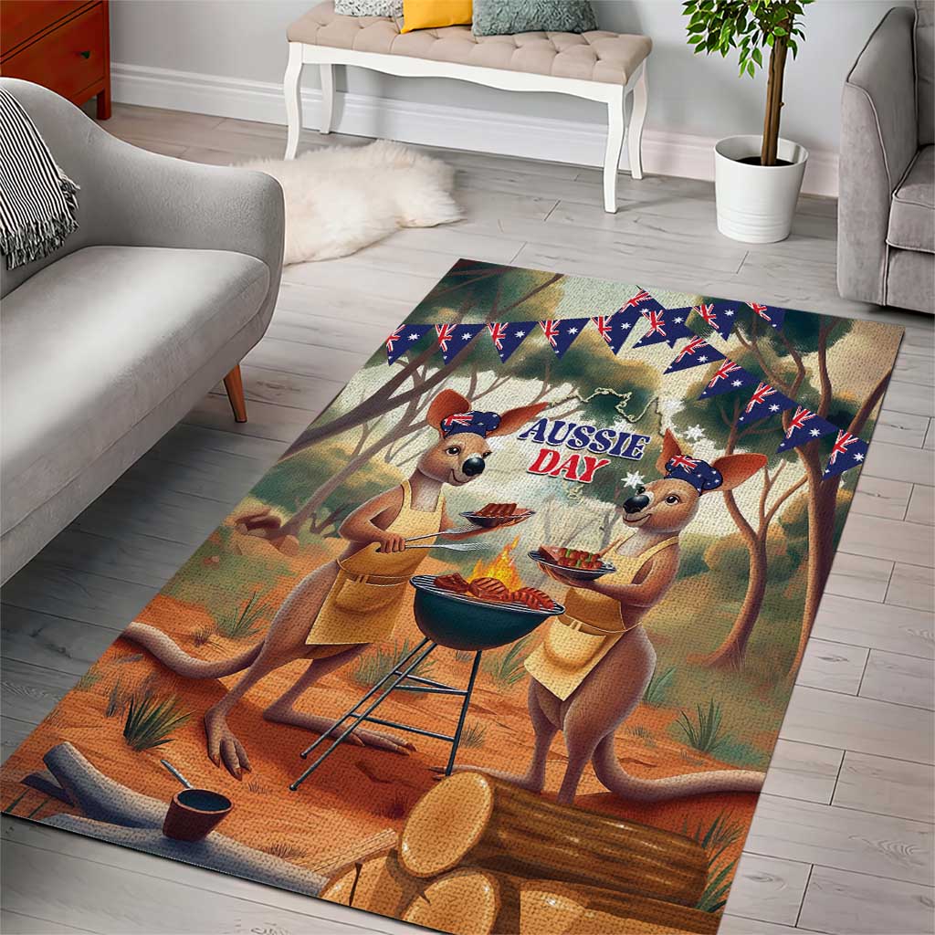 Kangaroos Australia Day Area Rug It's Barbecue Time - Vibe Hoodie Shop