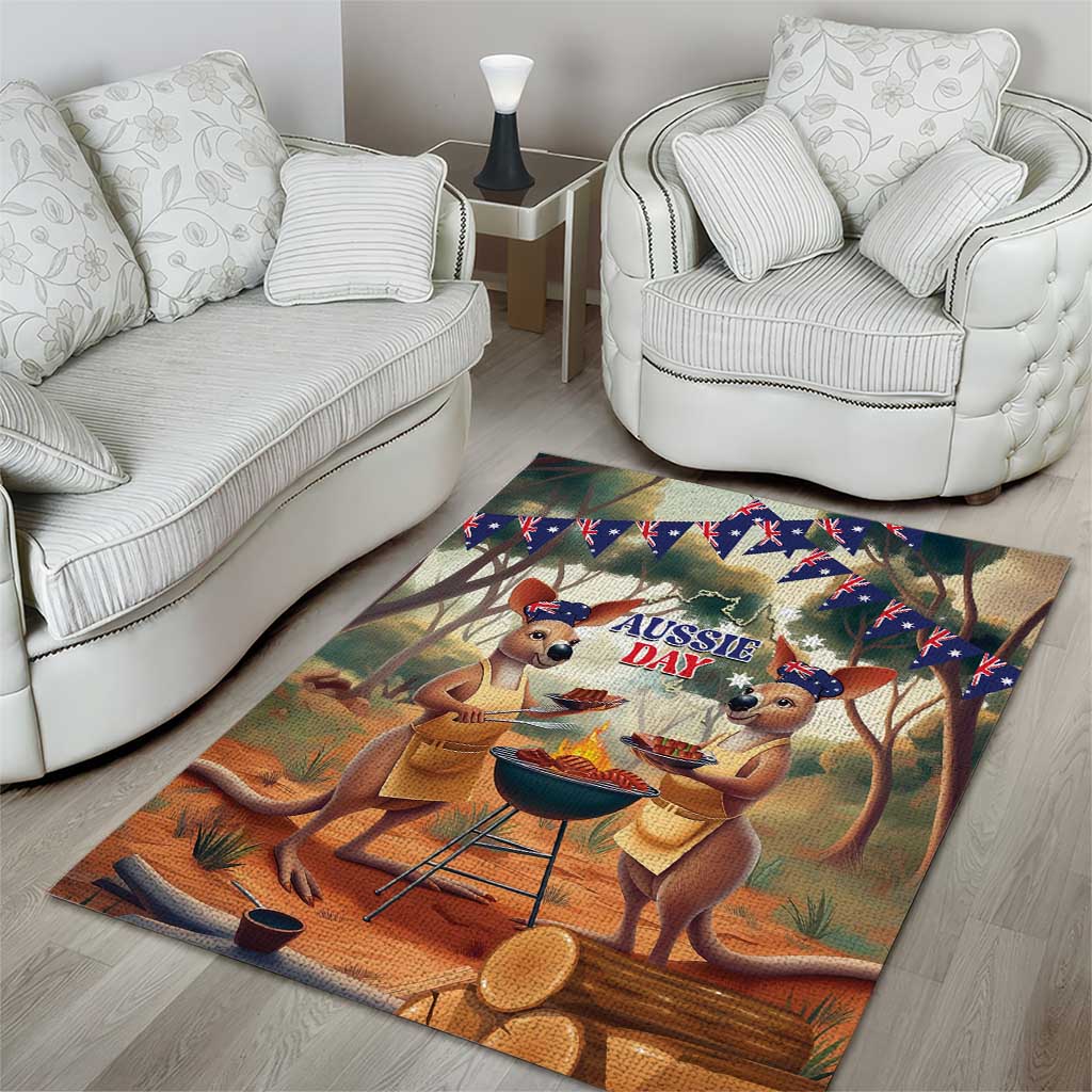 Kangaroos Australia Day Area Rug It's Barbecue Time - Vibe Hoodie Shop