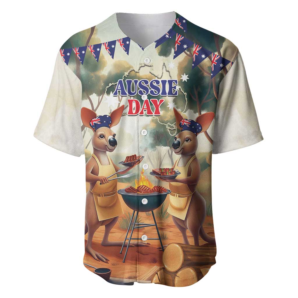 Kangaroos Australia Day Baseball Jersey It's Barbecue Time - Vibe Hoodie Shop