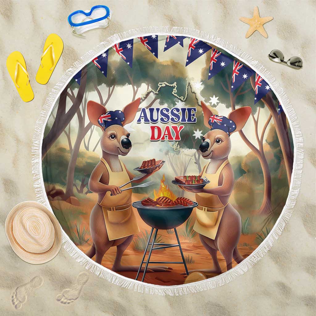 Kangaroos Australia Day Beach Blanket It's Barbecue Time