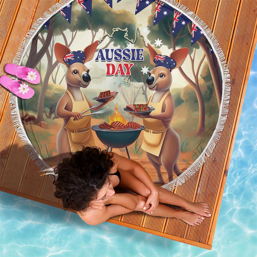 Kangaroos Australia Day Beach Blanket It's Barbecue Time