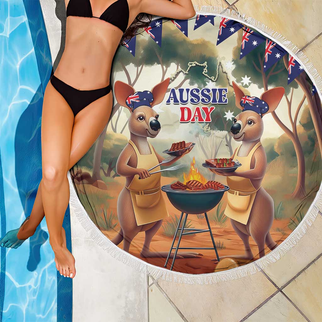 Kangaroos Australia Day Beach Blanket It's Barbecue Time