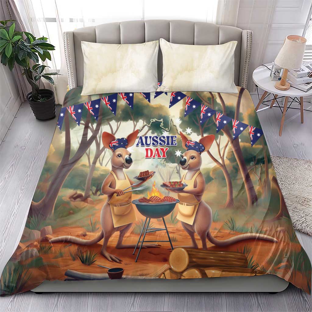 Kangaroos Australia Day Bedding Set It's Barbecue Time - Vibe Hoodie Shop