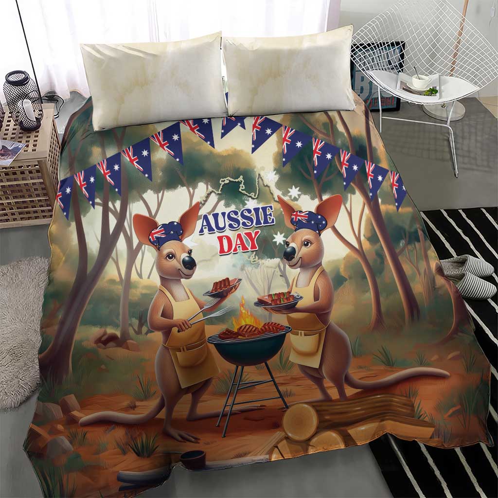 Kangaroos Australia Day Bedding Set It's Barbecue Time - Vibe Hoodie Shop