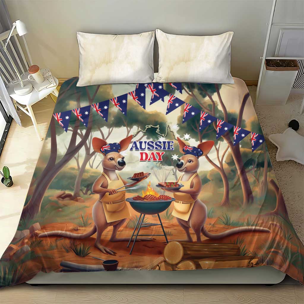 Kangaroos Australia Day Bedding Set It's Barbecue Time - Vibe Hoodie Shop