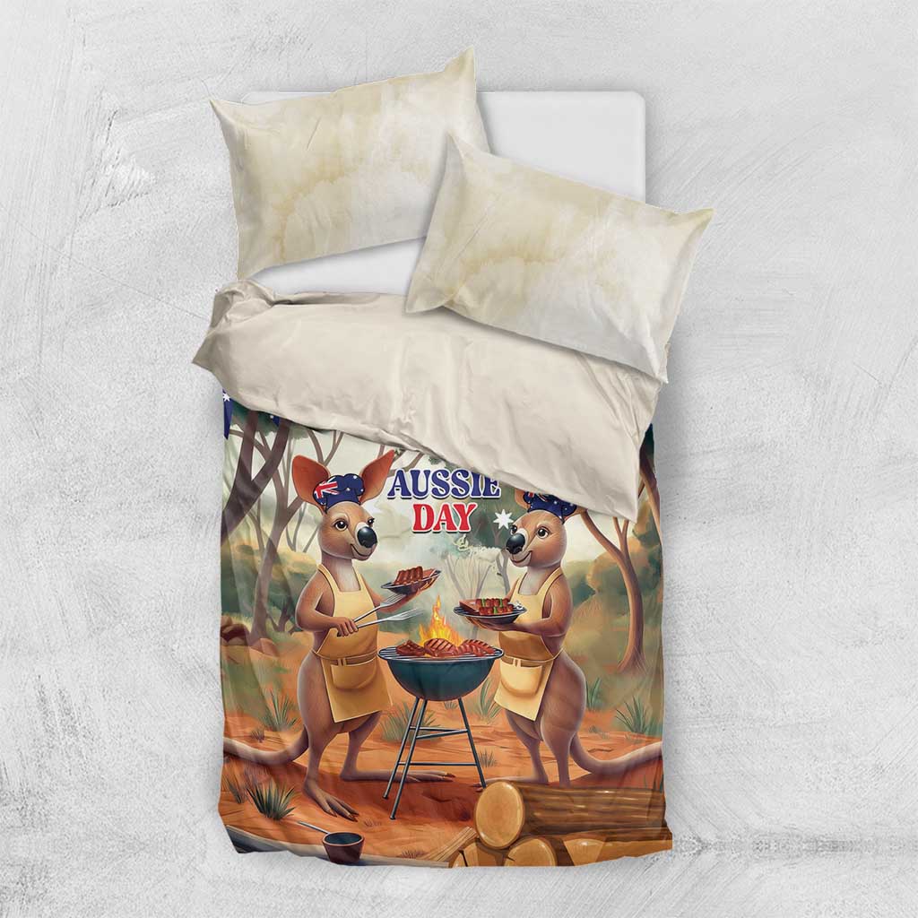 Kangaroos Australia Day Bedding Set It's Barbecue Time - Vibe Hoodie Shop