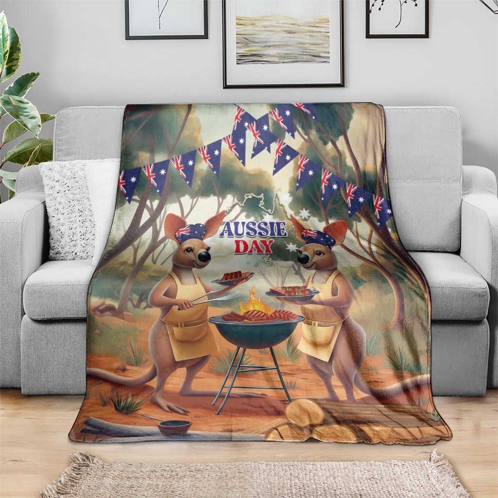 Kangaroos Australia Day Blanket It's Barbecue Time - Vibe Hoodie Shop