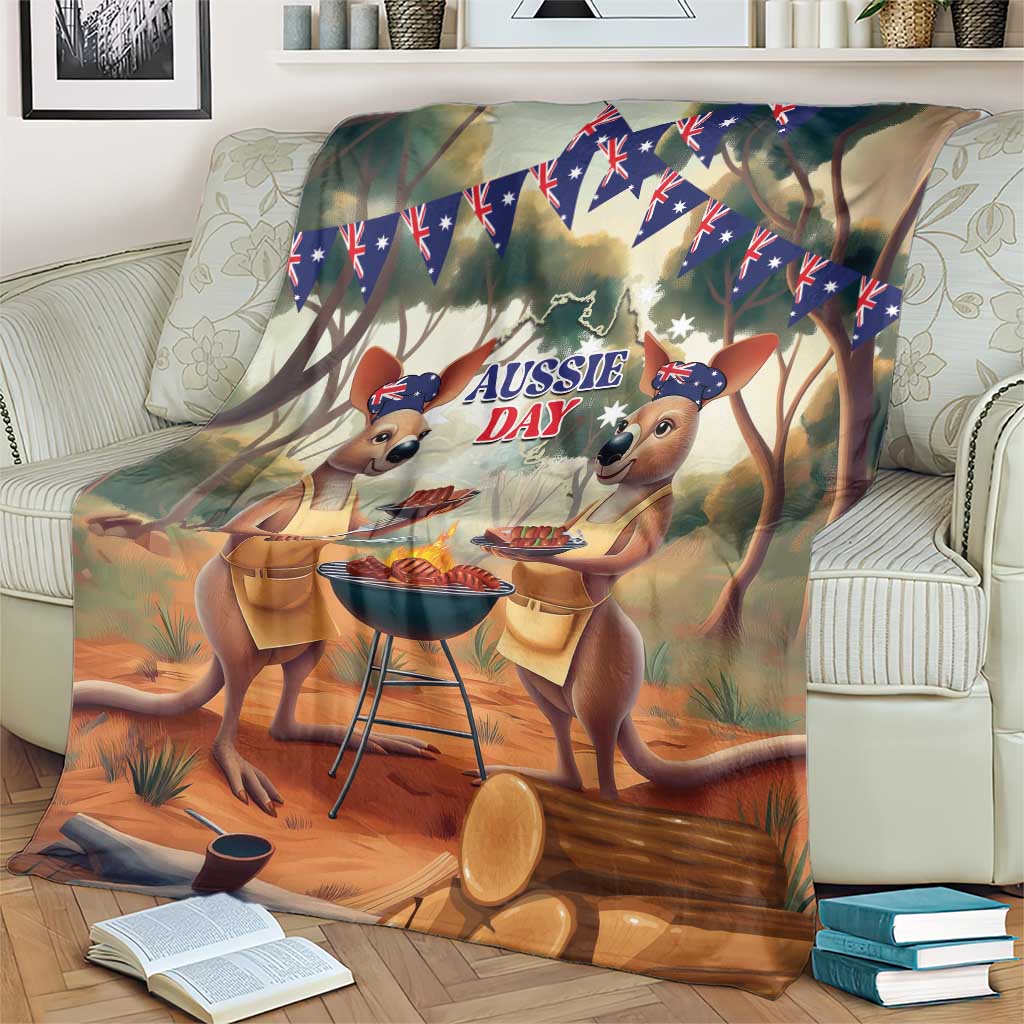 Kangaroos Australia Day Blanket It's Barbecue Time - Vibe Hoodie Shop