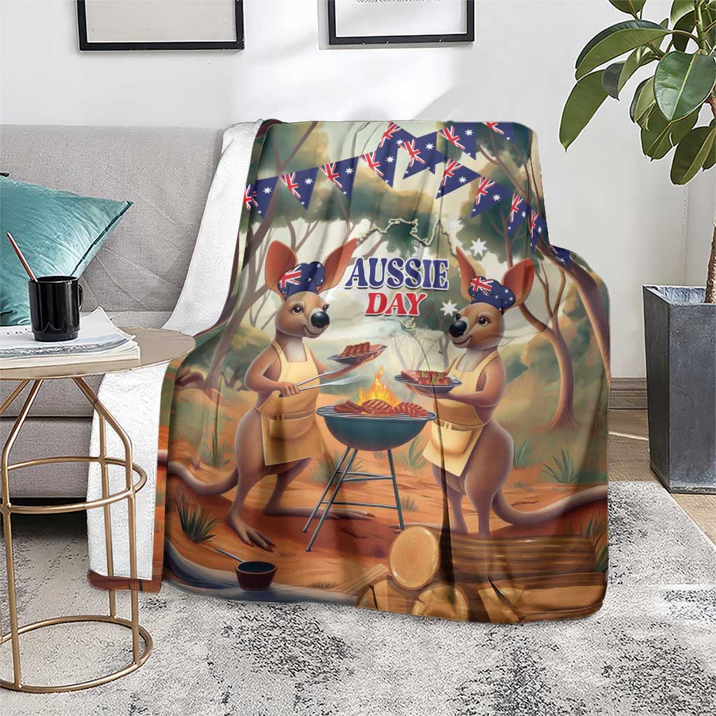 Kangaroos Australia Day Blanket It's Barbecue Time - Vibe Hoodie Shop