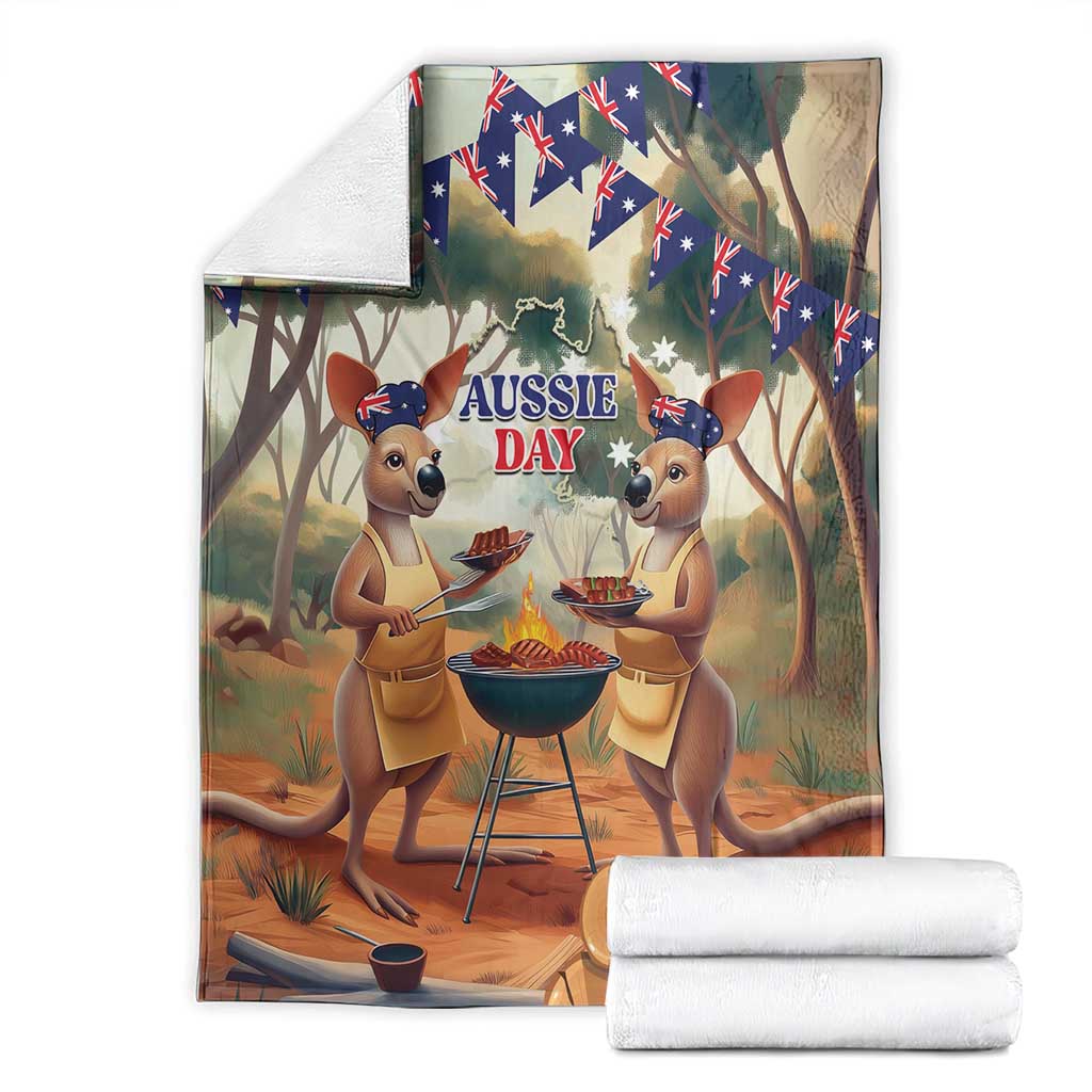 Kangaroos Australia Day Blanket It's Barbecue Time - Vibe Hoodie Shop