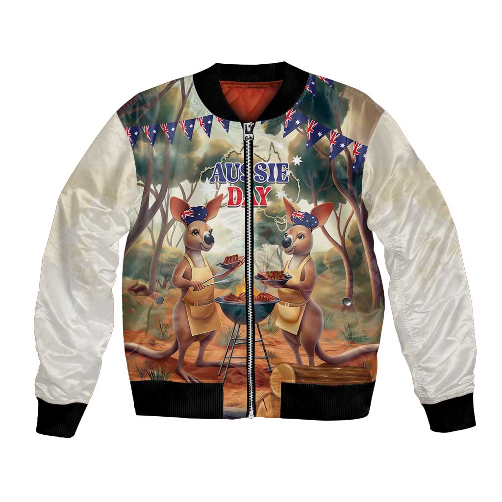 Kangaroos Australia Day Bomber Jacket It's Barbecue Time - Vibe Hoodie Shop