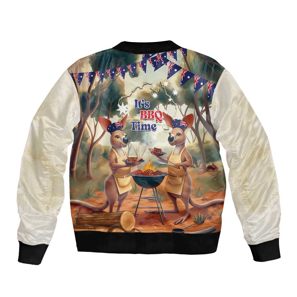 Kangaroos Australia Day Bomber Jacket It's Barbecue Time - Vibe Hoodie Shop