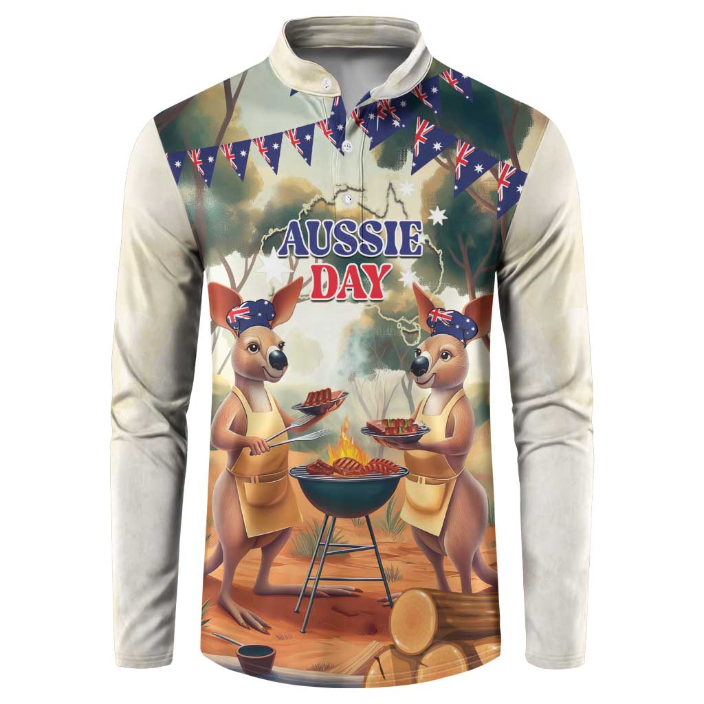 Kangaroos Australia Day Button Sweatshirt It's Barbecue Time