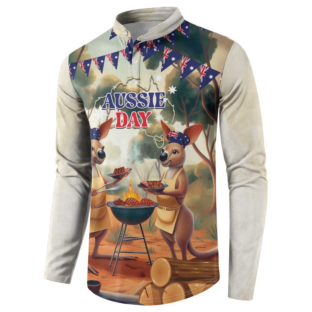 Kangaroos Australia Day Button Sweatshirt It's Barbecue Time