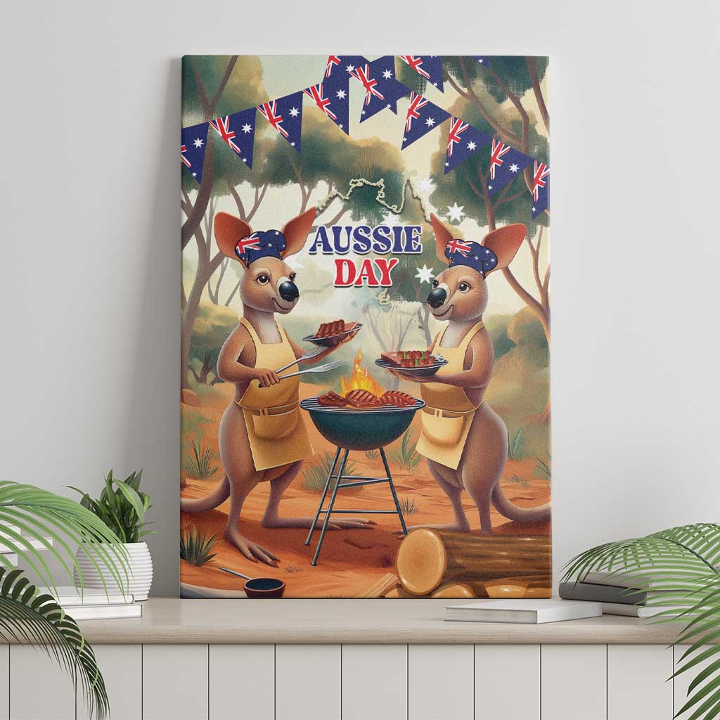 Kangaroos Australia Day Canvas Wall Art It's Barbecue Time