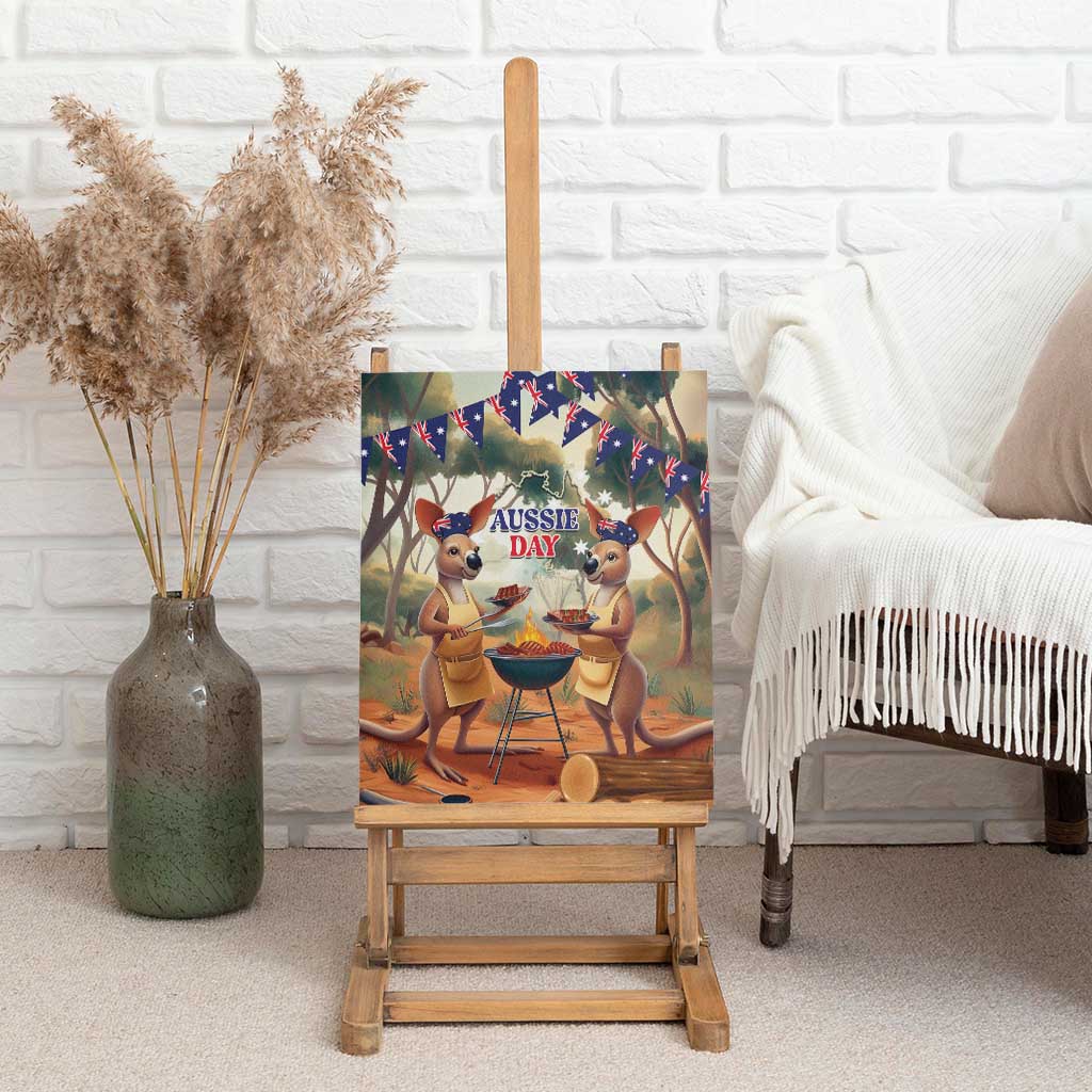 Kangaroos Australia Day Canvas Wall Art It's Barbecue Time