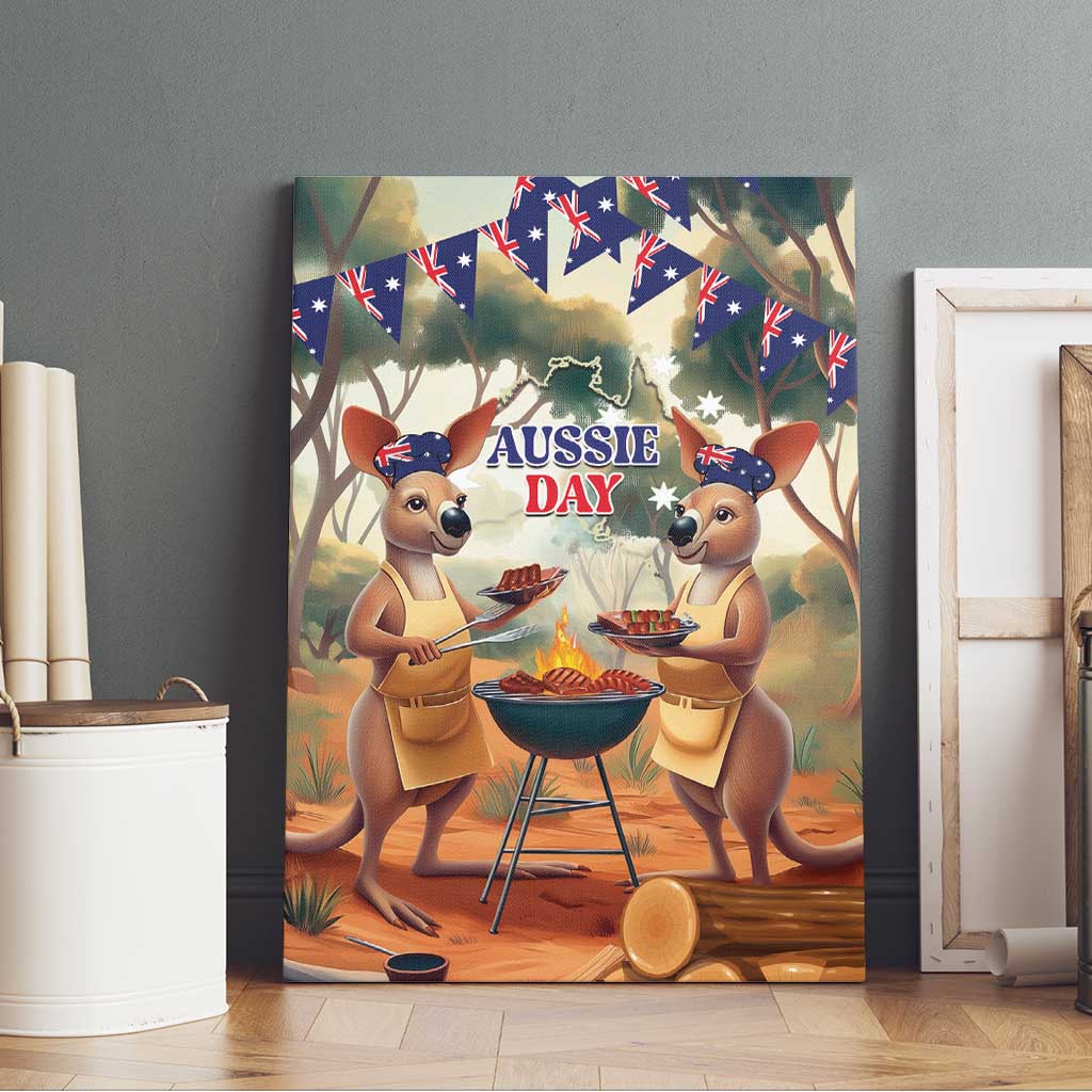 Kangaroos Australia Day Canvas Wall Art It's Barbecue Time