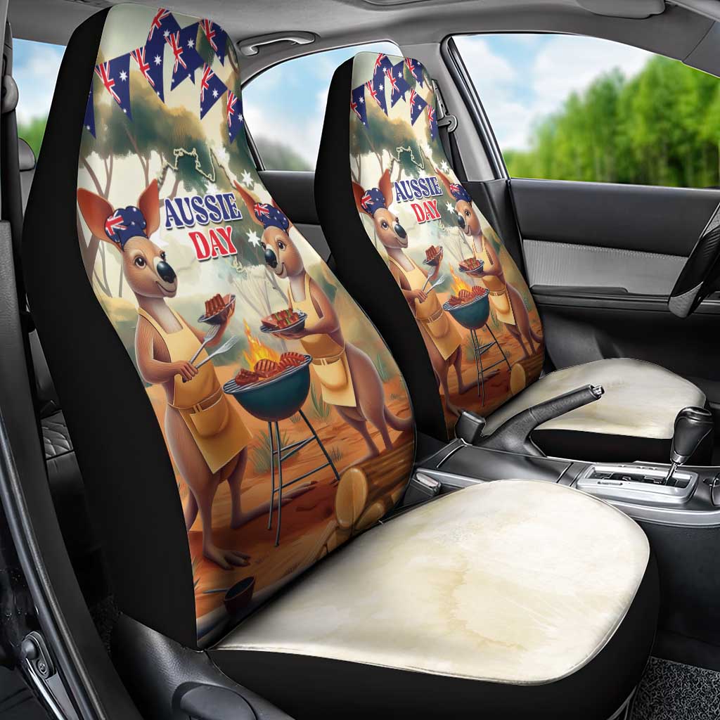 Kangaroos Australia Day Car Seat Cover It's Barbecue Time - Vibe Hoodie Shop