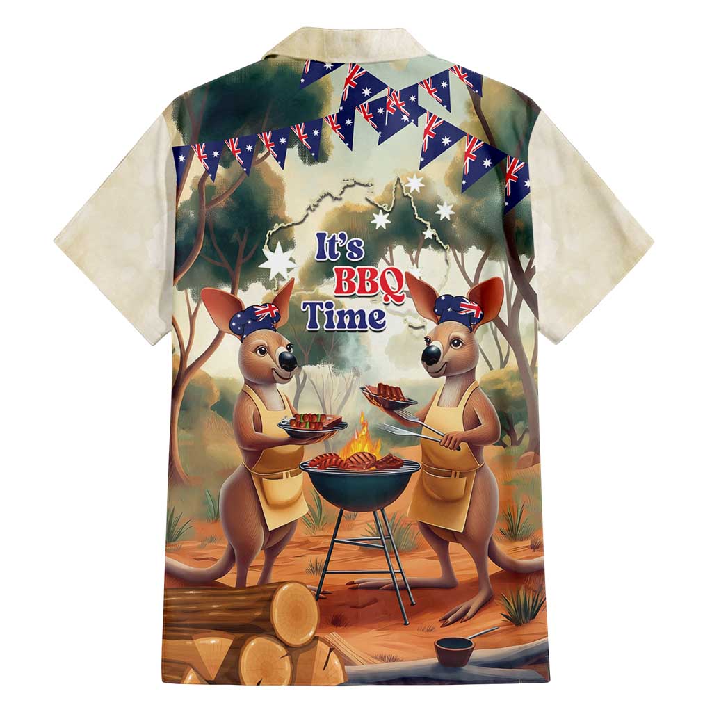 Kangaroos Australia Day Family Matching Long Sleeve Bodycon Dress and Hawaiian Shirt It's Barbecue Time