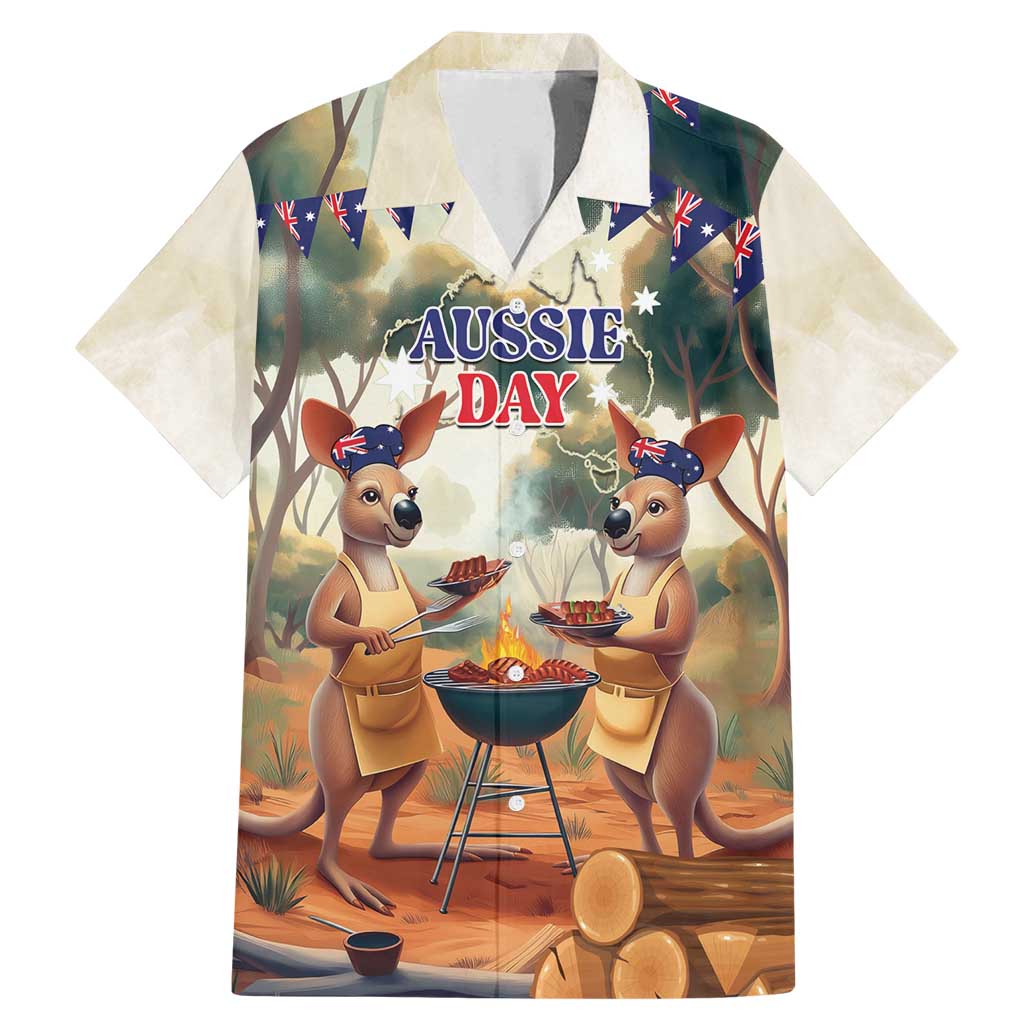 Kangaroos Australia Day Family Matching Mermaid Dress and Hawaiian Shirt It's Barbecue Time