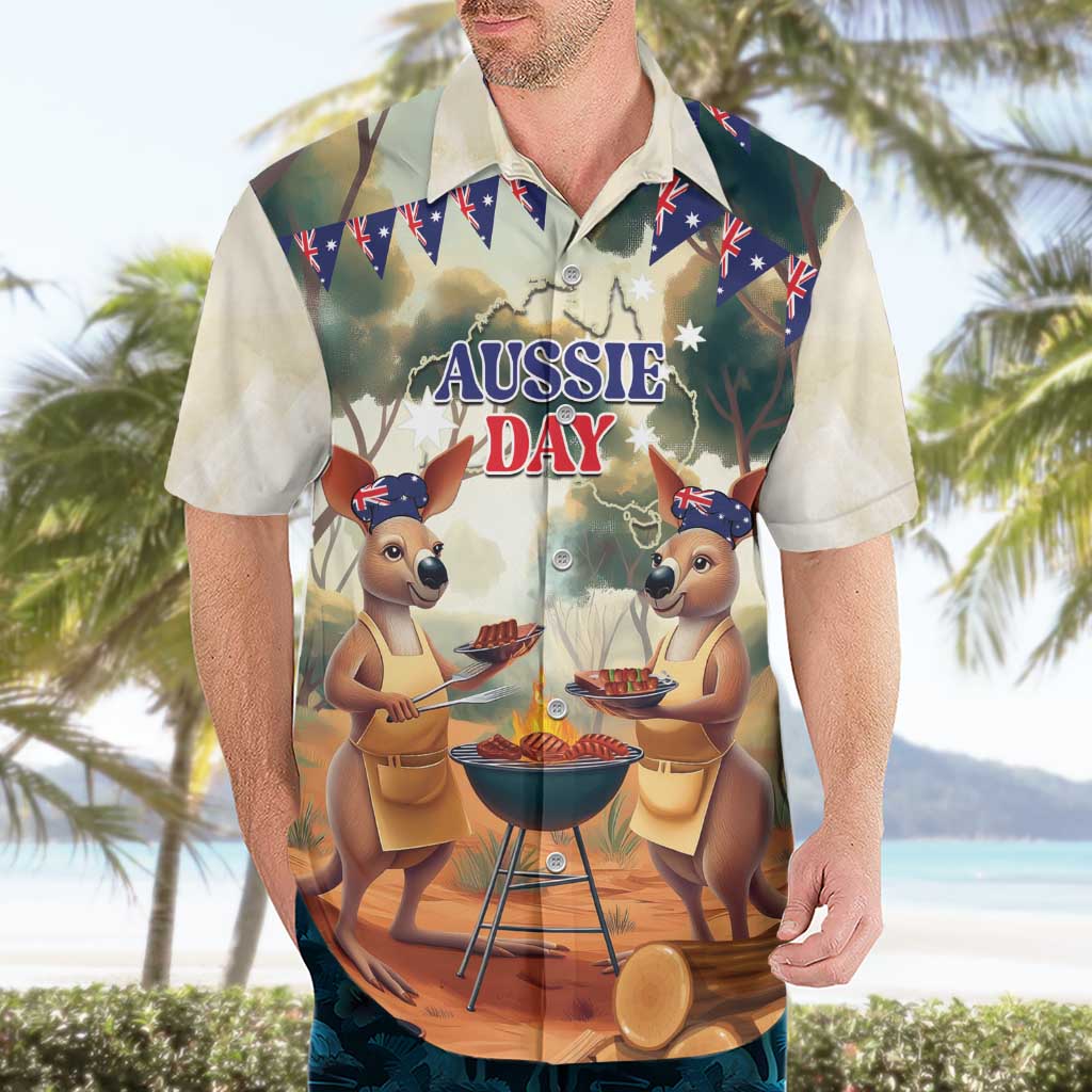 Kangaroos Australia Day Hawaiian Shirt It's Barbecue Time - Vibe Hoodie Shop