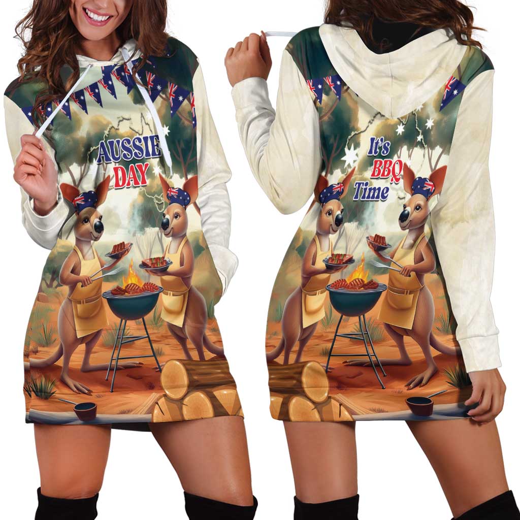 Kangaroos Australia Day Hoodie Dress It's Barbecue Time - Vibe Hoodie Shop