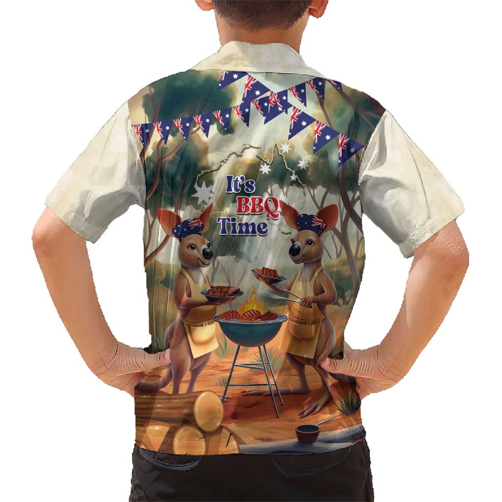 Kangaroos Australia Day Kid Hawaiian Shirt It's Barbecue Time