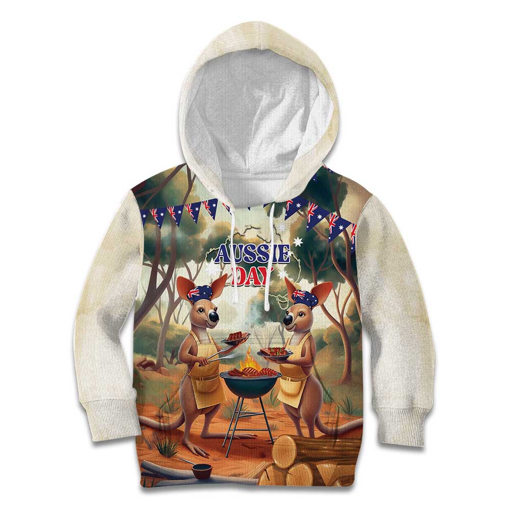 Kangaroos Australia Day Kid Hoodie It's Barbecue Time - Vibe Hoodie Shop